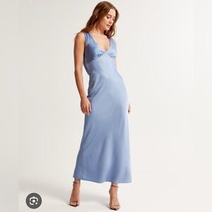 Abercrombie blue silk cowl back dress